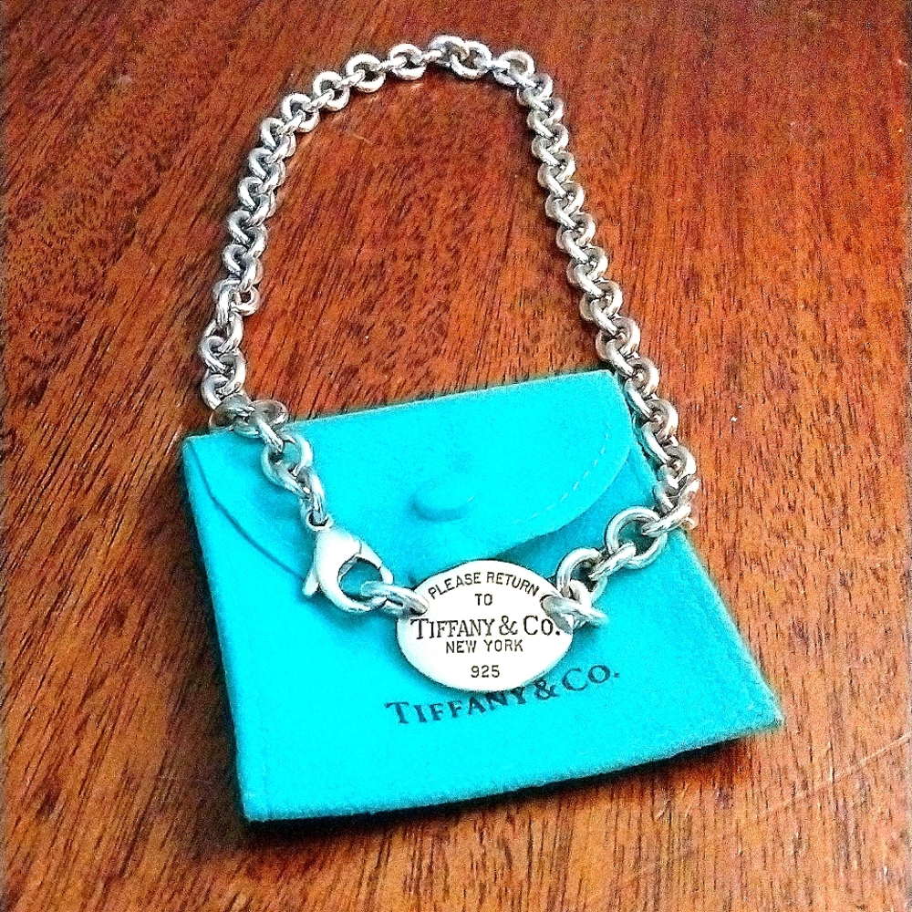 Tiffany & Co. Oval Tag Choker Chain Necklace 15 inches